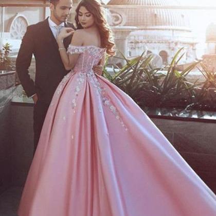 A-Line Off-the-Shoulder Quinceanera Dress,Pink Prom Dress With ...