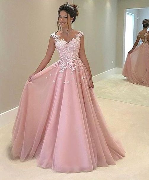 Fancy Pink Prom Dress,V-neck Evening 