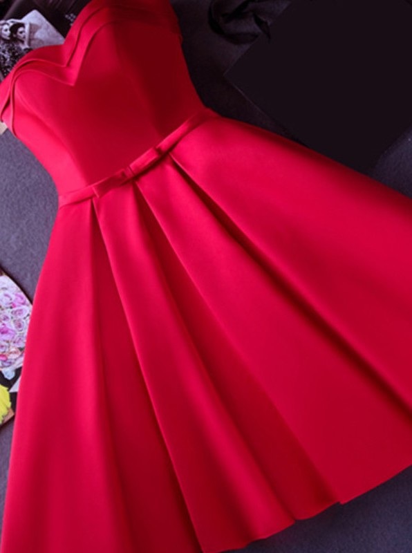 Short Strapless Red Gown Dress
