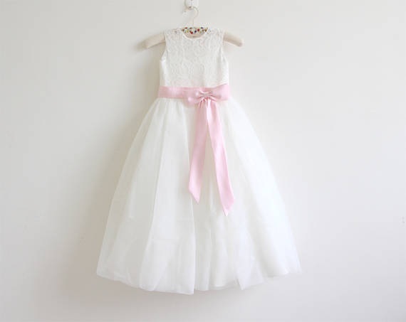 ivory lace tulle flower girl dress
