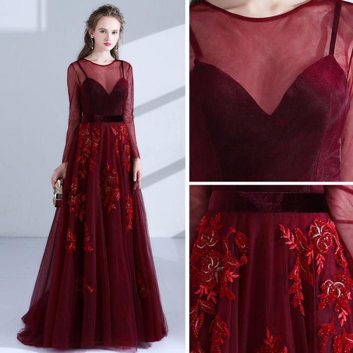 awaken my love burgundy long sleeve lace maxi dress