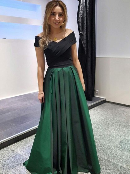 black and green formal dress