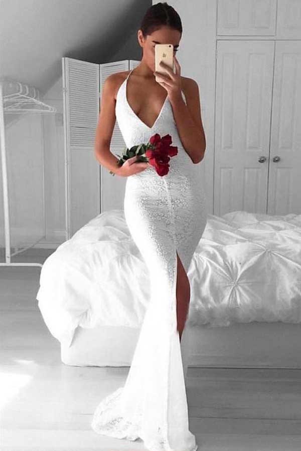 White Dresses with Slit
