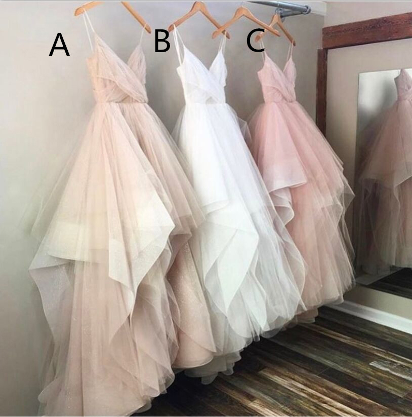 Gorgeous A Line V Neck Bridal Dresses Spaghetti Straps Long