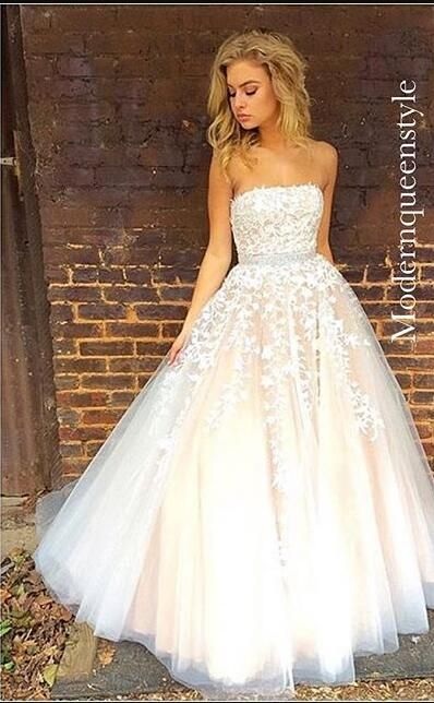 white strapless ball dress