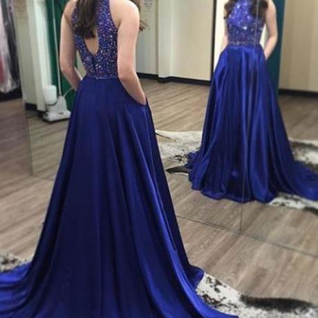 A-Line Prom Dress,V-Neck Prom Gown,Sleeveless Prom Dress,Gray Prom ...